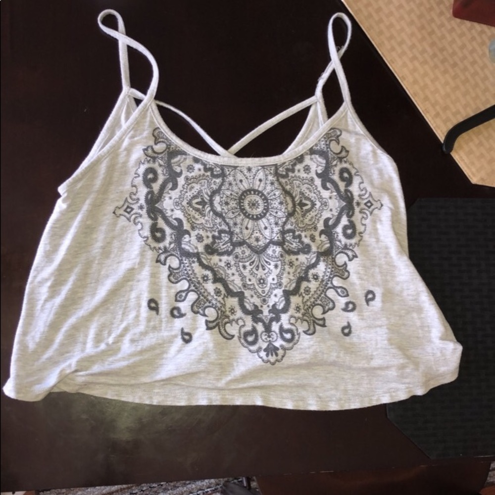 Grey Forever21 Floral Loose Tank Top